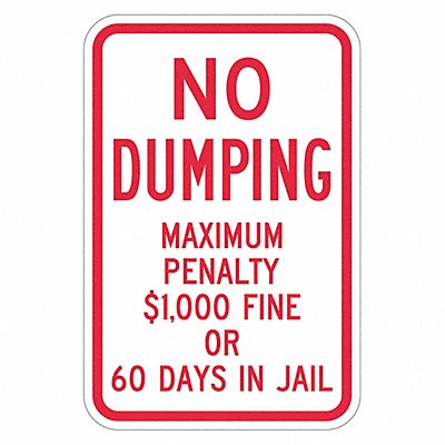 LYLE T11713DG18x24 Reflective No Dumping Sign 24x18in Alum
