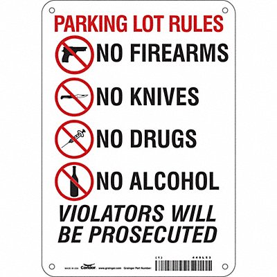 CONDOR 449L53 Safety Sign 10 in x 7 in Polyethylene