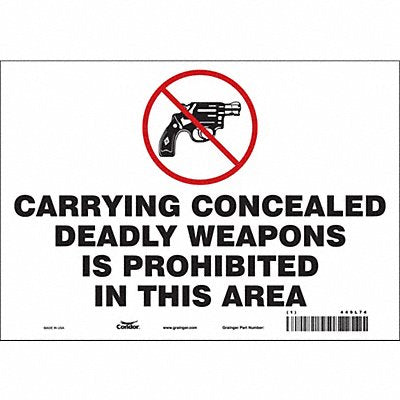 CONDOR 449L74 Safety Sign 7 in x 10 in Vinyl