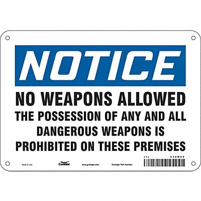 CONDOR 449M05 Safety Sign 7 in x 10 in Aluminum
