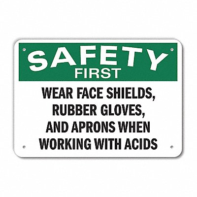 LYLE U71271NA10x7 Safety First Sign 7 in x 10 in Aluminum