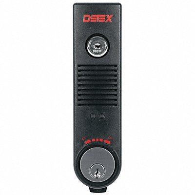 DETEX EAX500BLACKWCYL Exit Door Alarm 9V Battery Mortise Horn