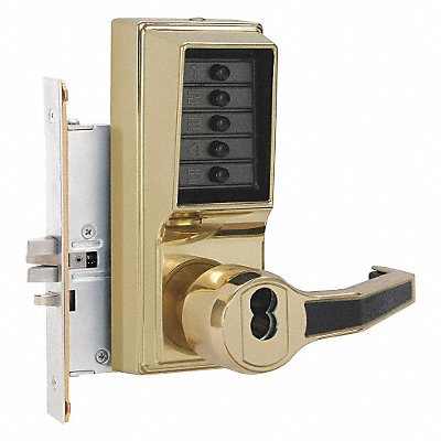 KABA SIMPLEX L8146B0341 Push Button Lockset Left Bright Brass