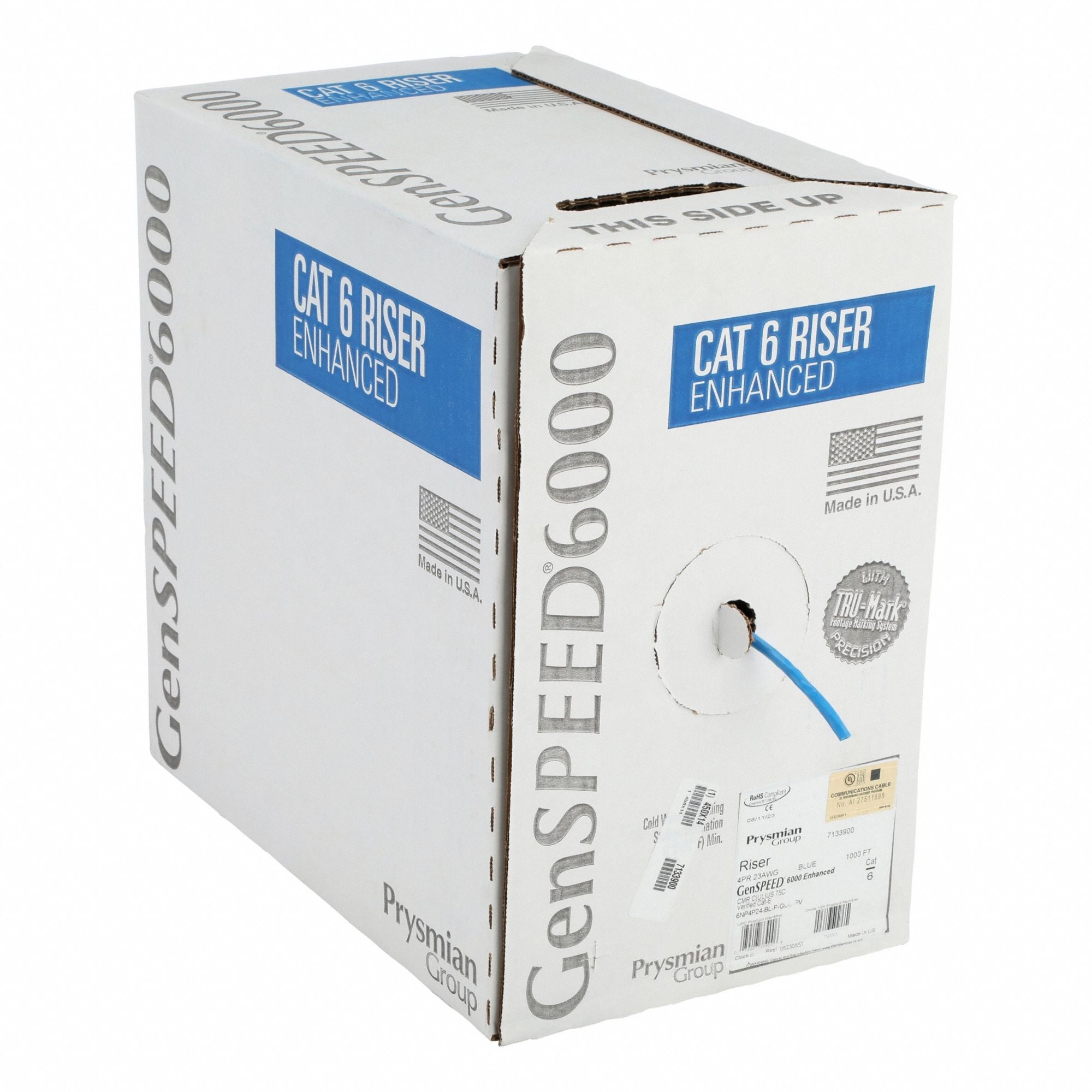 GENSPEED 7133900 Data Cable Cat 6 23 AWG 1000ft Blue
