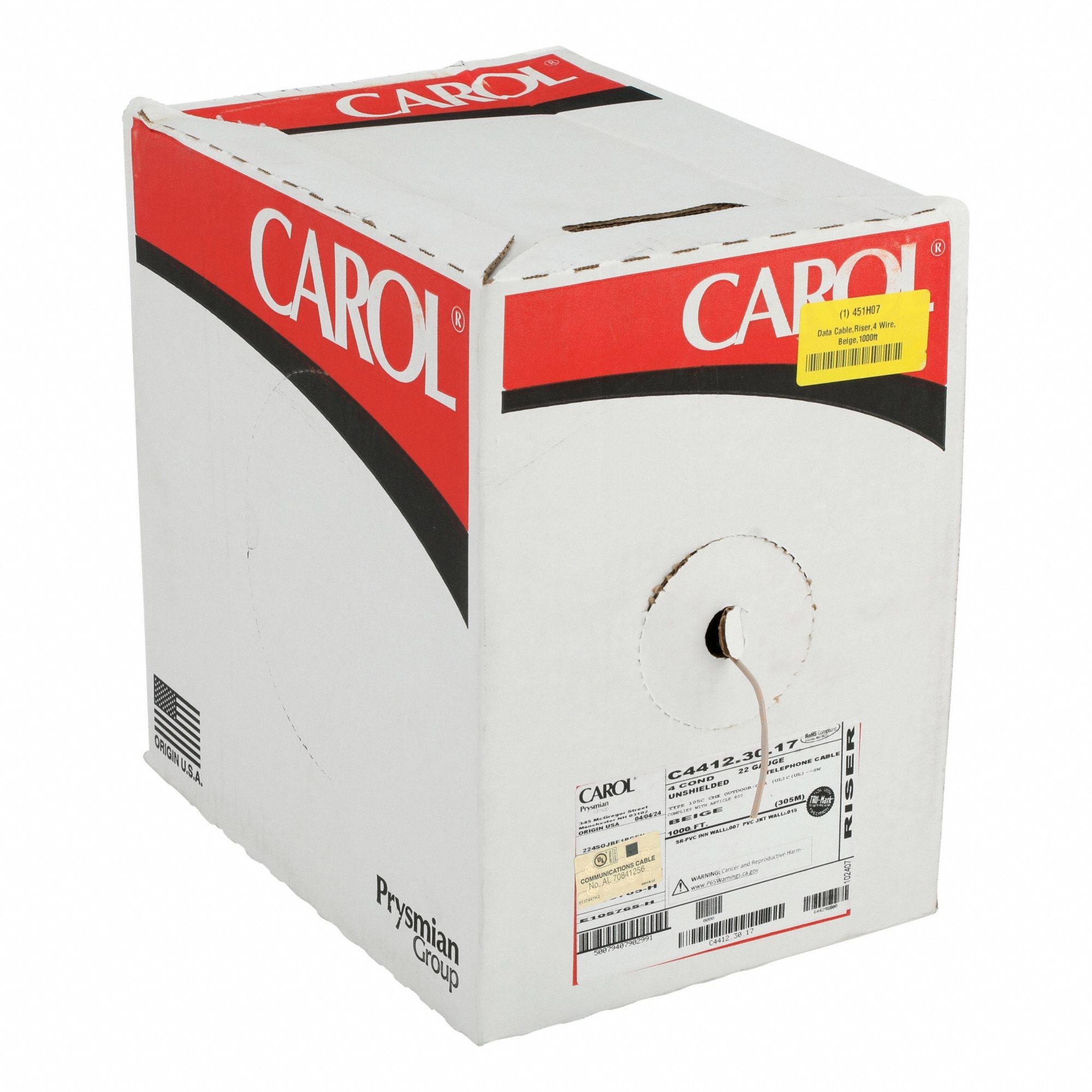 CAROL C44123017 Data Cable Riser 4 Wire Beige 1000ft