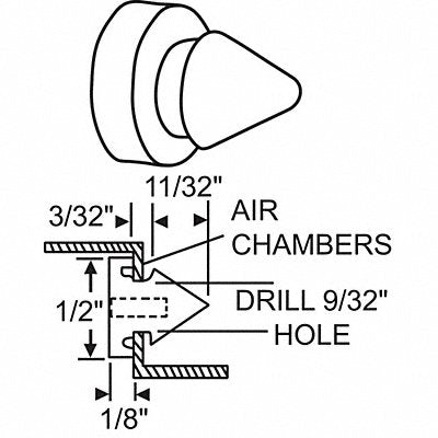 GRAINGER 19134 Bumper Door Mount Unfinished