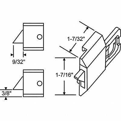 GRAINGER 83600BA1 Slide Latch Tilt Window 27/64 L