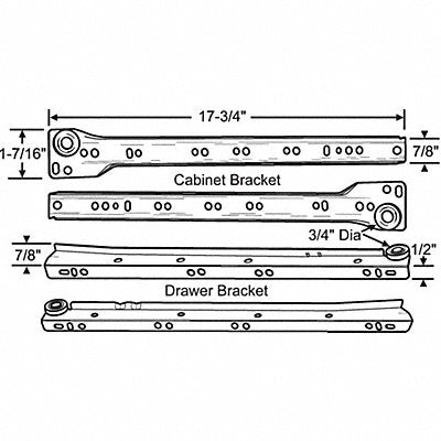GRAINGER 4558118 Drawer Slide 18 L Painted
