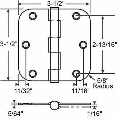 GRAINGER 56262SCH Butt Hinge Steel 100.0 lb Load Cap. PR
