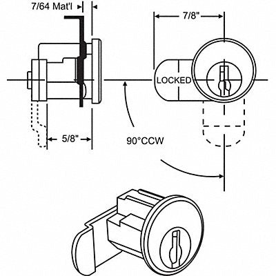 GRAINGER 978 Mailbox Lock For 4C Pedestal Mailboxes