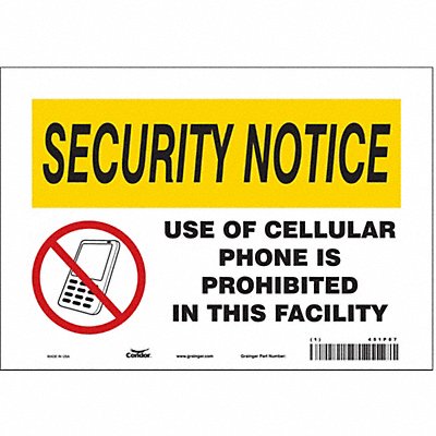 CONDOR 451P07 Safety Sign 7 in x 10 in Vinyl