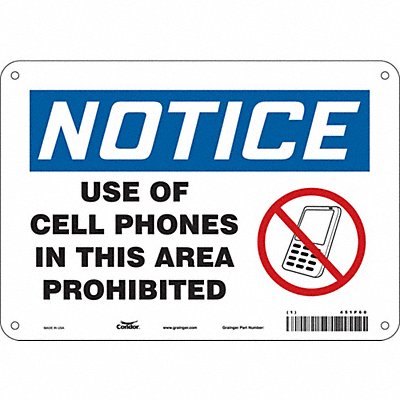 CONDOR 451P60 Safety Sign 7 in x 10 in Polyethylene