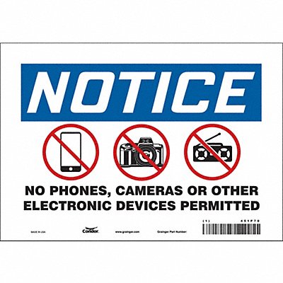 CONDOR 451P70 Safety Sign 7 in x 10 in Vinyl