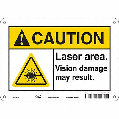 CONDOR 451P97 Laser Warning Sign 7 in x 10 in Aluminum