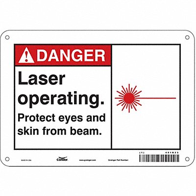CONDOR 451R33 Safety Sign 7 in x 10 in Polyethylene