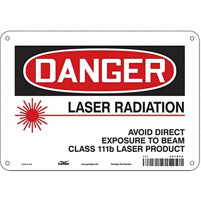 CONDOR 451R74 Laser Warning Sign 7 in x 10 in Aluminum
