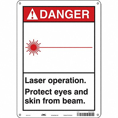CONDOR 451T08 Safety Sign 14 in x 10 in Polyethylene