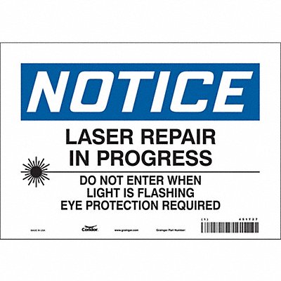 CONDOR 451T27 Safety Sign 7 in x 10 in Vinyl