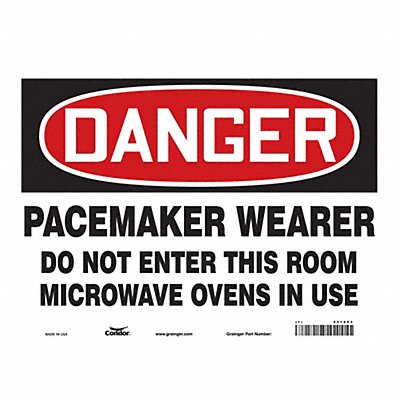 CONDOR 451X63 Safety Sign 10 in x 14 in Vinyl