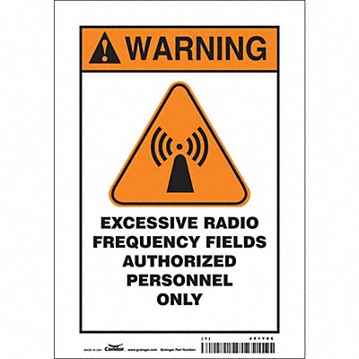CONDOR 451Y06 Safety Sign 10 inx7 in Vinyl