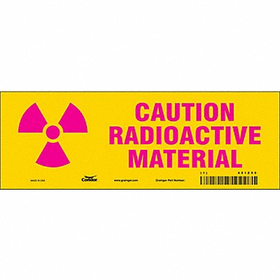 CONDOR 451Z55 Safety Sign 3.5x10in Magnetic Vinyl