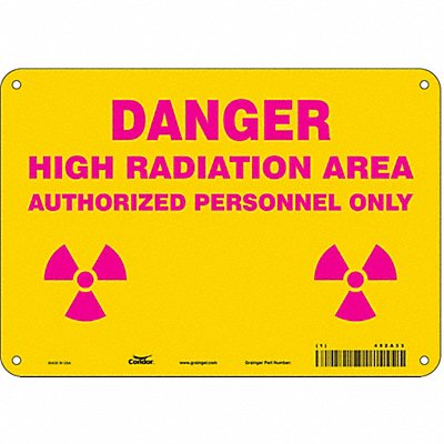 CONDOR 452A33 Safety Sign 7 in x 10 in Polyethylene