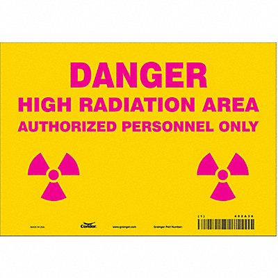 CONDOR 452A36 Safety Sign 7 in x 10 in Vinyl