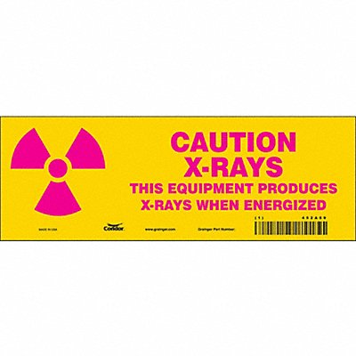 CONDOR 452A59 Safety Sign 3 1/2 in x 10 in Vinyl PK10