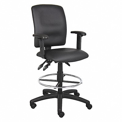 GRAINGER 452R14 Drafting Chair Adjustable Arms Leather Seat