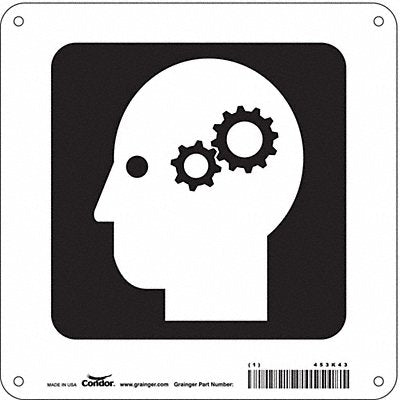 CONDOR 453K43 Safety Sign 8 in x 8 in Polyethylene