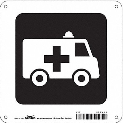 CONDOR 453M12 Hospital Sign 8 in x 8 in Aluminum
