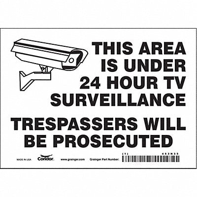 CONDOR 453N35 Safety Sign 5 in x 7 in Vinyl