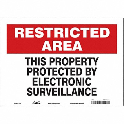 CONDOR 453P25 Safety Sign 10 in x 14 in Vinyl