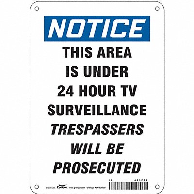 CONDOR 453P53 Safety Sign 10 in x 7 in Aluminum