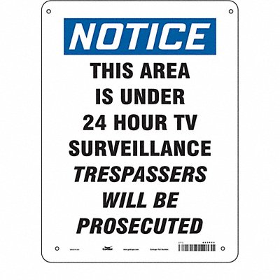 CONDOR 453P54 Safety Sign 14 in x 10 in Aluminum