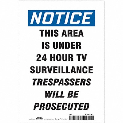 CONDOR 453P57 Safety Sign 10 in x 7 in Vinyl