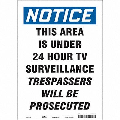 CONDOR 453P58 Safety Sign 14 in x 10 in Vinyl