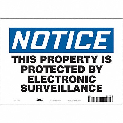 CONDOR 453P72 Safety Sign 7 in x 10 in Vinyl