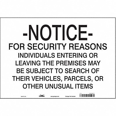 CONDOR 453R17 Safety Sign 14 in x 20 in Vinyl