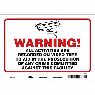CONDOR 453R64 Safety Sign 7 in x 10 in Vinyl