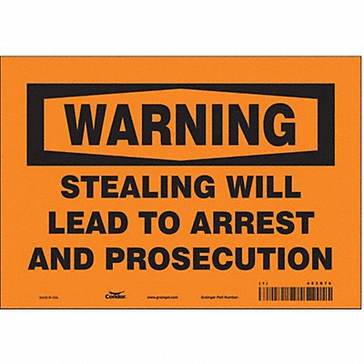 CONDOR 453R76 Safety Sign 7 in x 10 in Vinyl