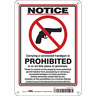 CONDOR 453T37 Safety Sign 10 in x 7 in Aluminum