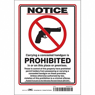 CONDOR 453T41 Safety Sign 10 in x 7 in Vinyl