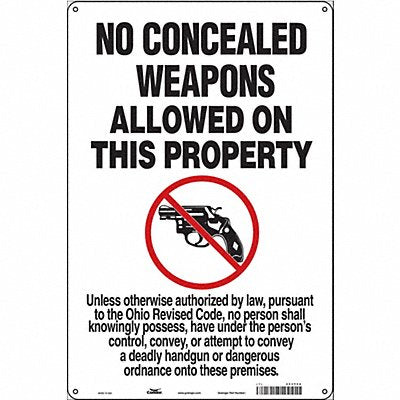 CONDOR 453T56 Safety Sign 18 in x 12 in Aluminum