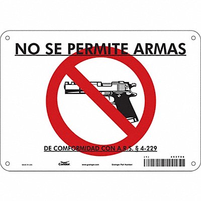 CONDOR 453T86 Safety Sign 7 in x 10 in Aluminum