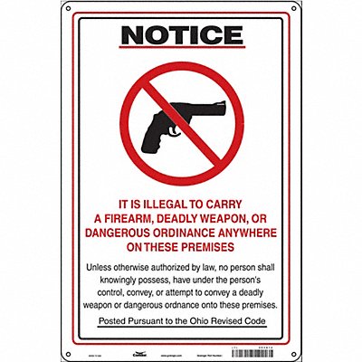 CONDOR 453U14 Safety Sign 18 in x 12 in Aluminum