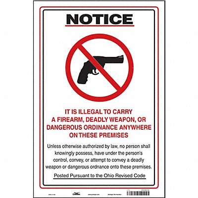 CONDOR 453U16 Safety Sign 18 in x 12 in Vinyl
