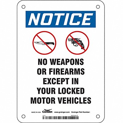 CONDOR 453U17 Safety Sign 7 in x 5 in Aluminum