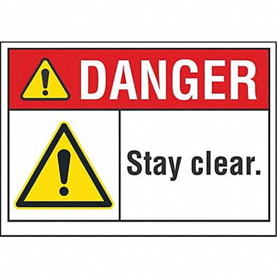 LYLE LCU40080RD10X7 Stay Clear Danger Reflective Label 7inx10in