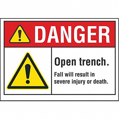 LYLE LCU40079RD14X10 Open Trench Danger Reflective Label 10inx14in